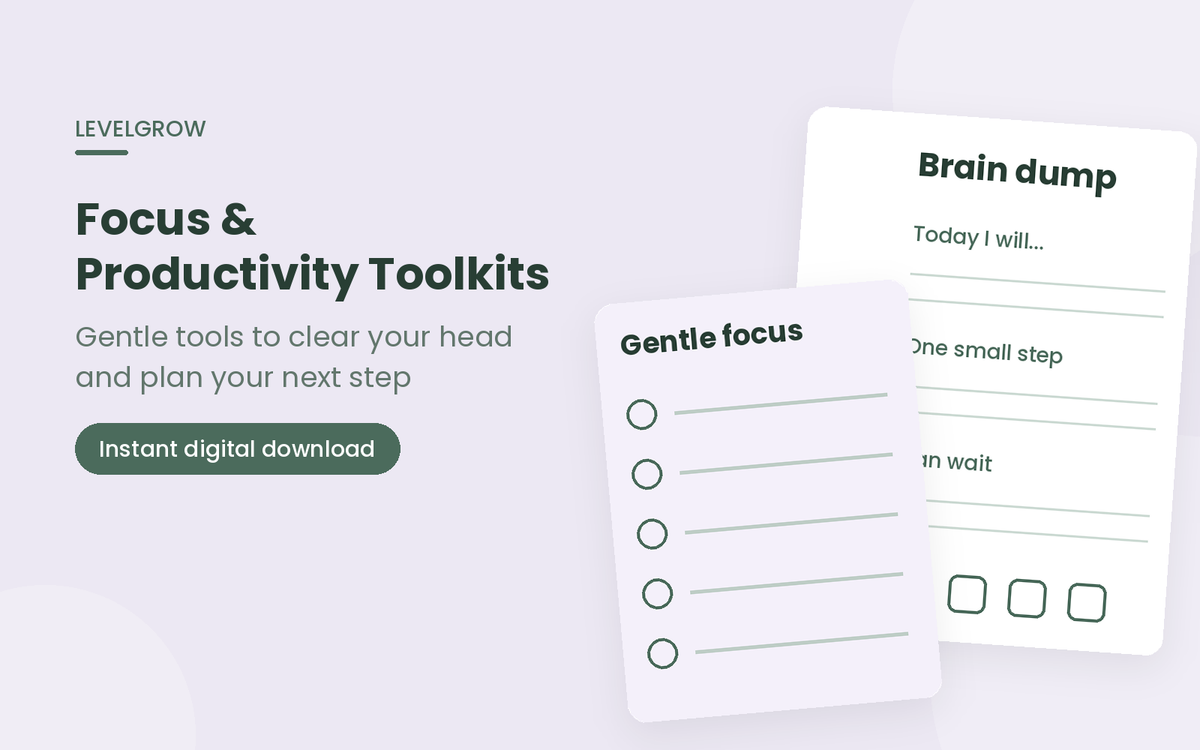 Focus and productivity toolkits collection with brain dump and focus pages