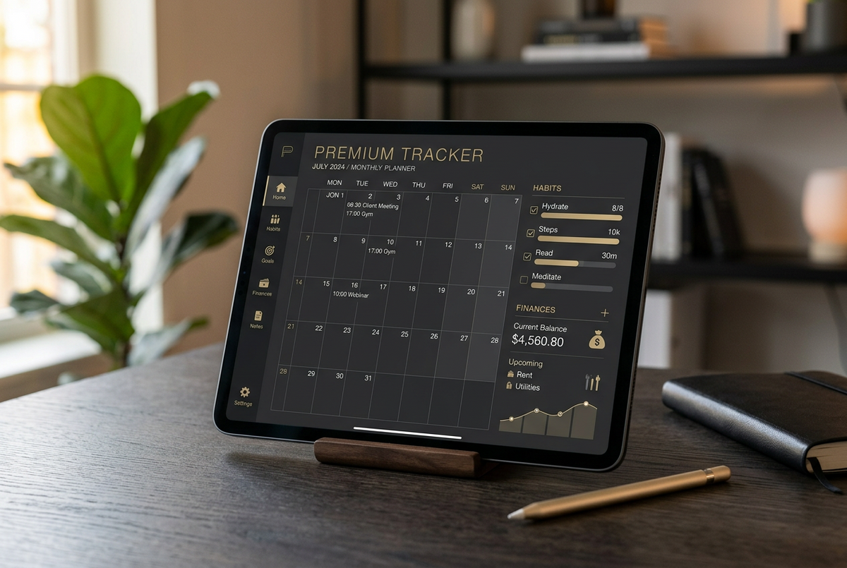 Assignment tracker spreadsheet open on a tablet