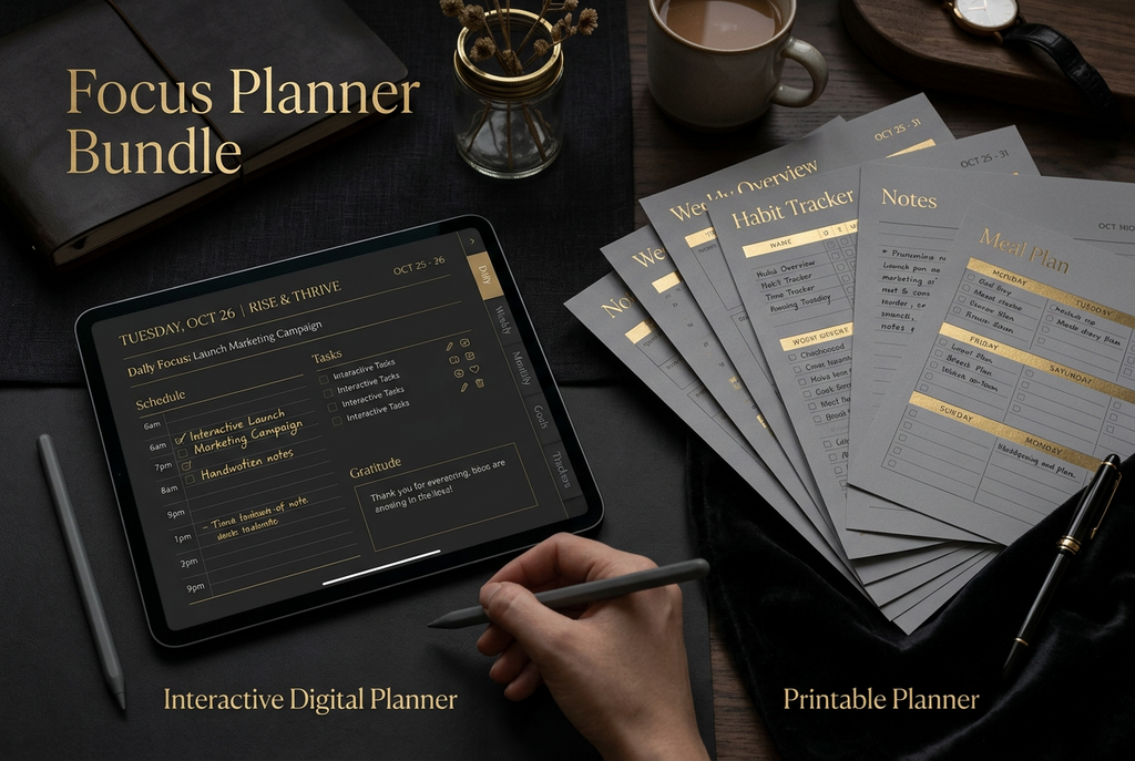 Focus Bundle including the interactive Gentle Focus Planner and printable focus toolkits